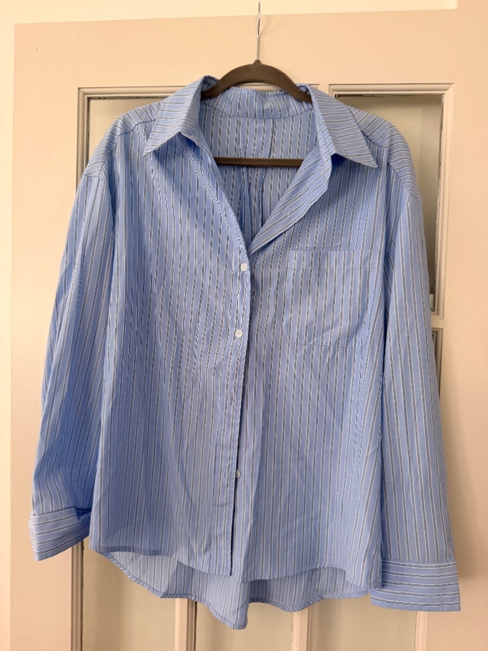 Blue striped button down. Size M